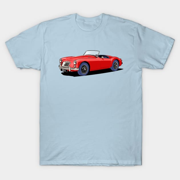 Classic MG MGA Roadster in Red T-Shirt by Webazoot